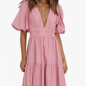 Elegant V-neck Pink Women's Maxi Dress